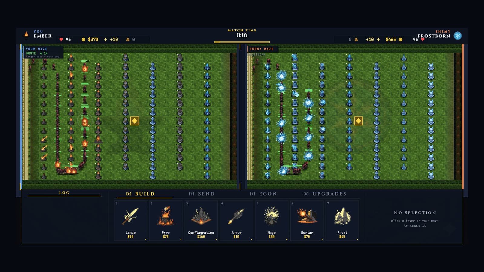 Maul Tactics dual-maze head-to-head match in progress