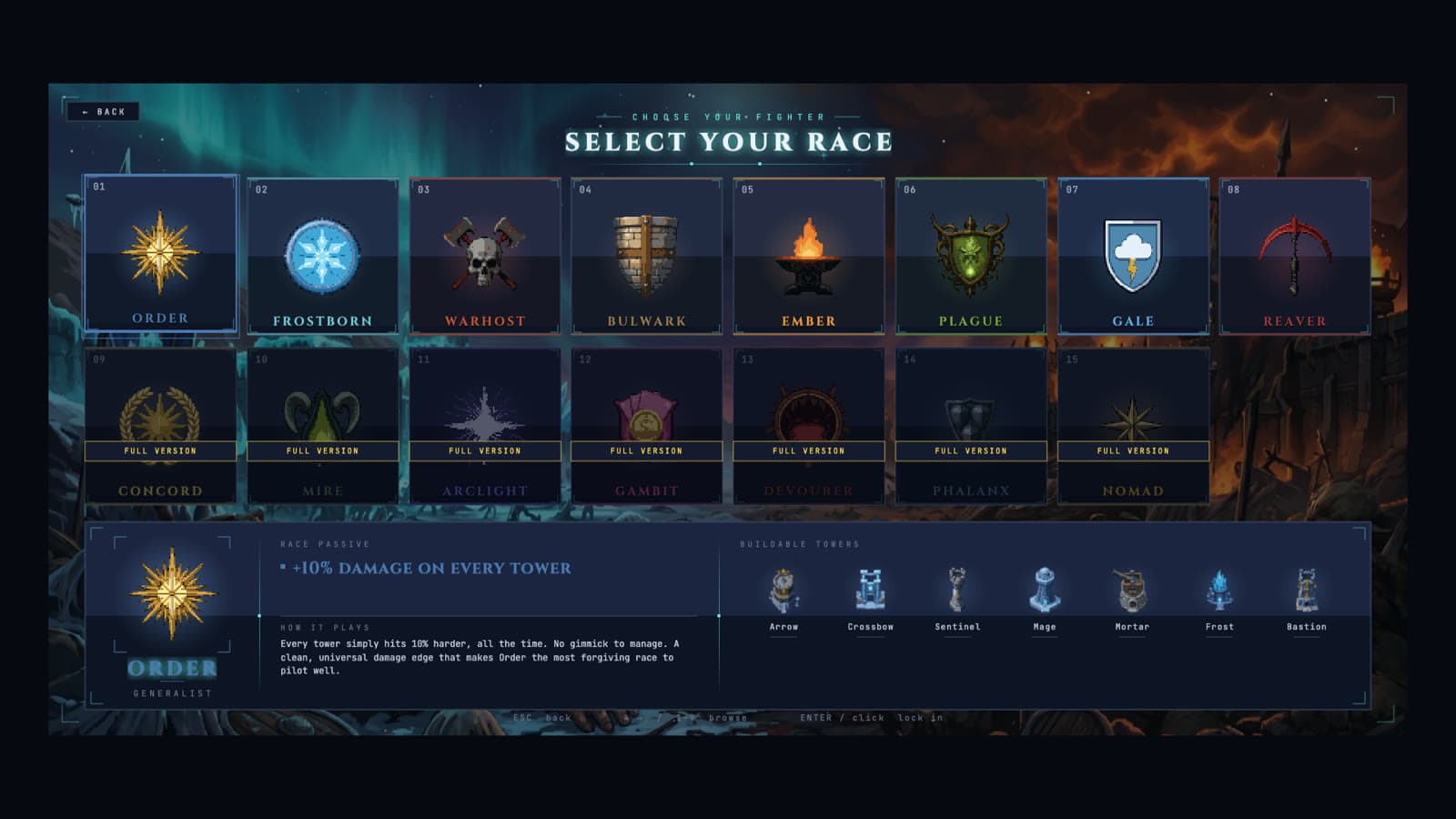 Maul Tactics race selection screen
